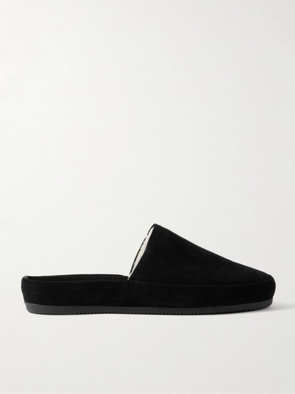 Shearling-Lined Suede Slippers