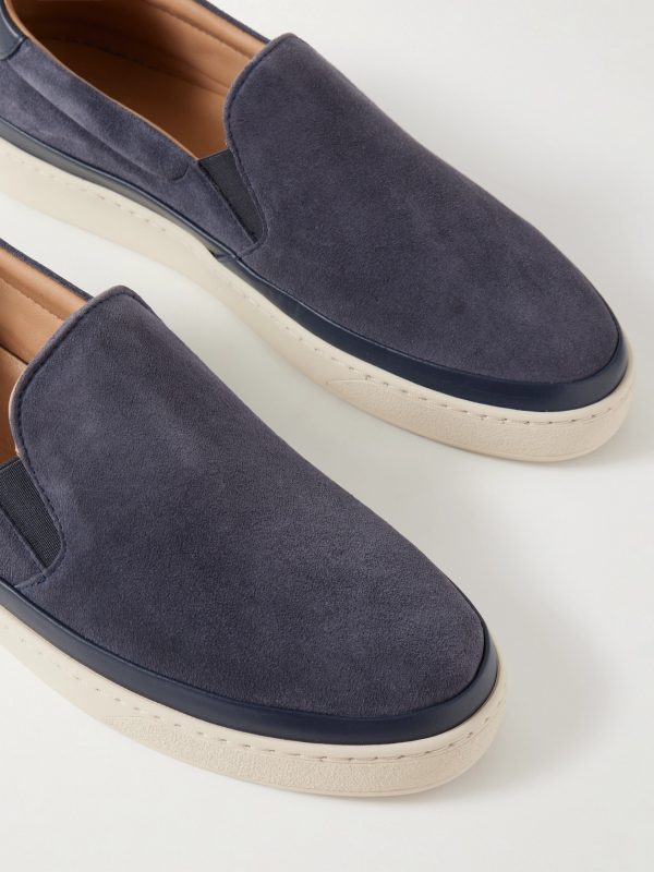 Leather-Trimmed Suede Slip-On Sneakers - CU