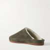 Shearling-Lined Suede Slippers - BK