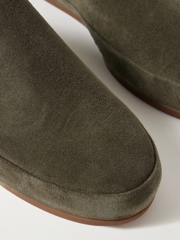 Shearling-Lined Suede Slippers - CU