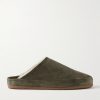 Shearling-Lined Suede Slippers