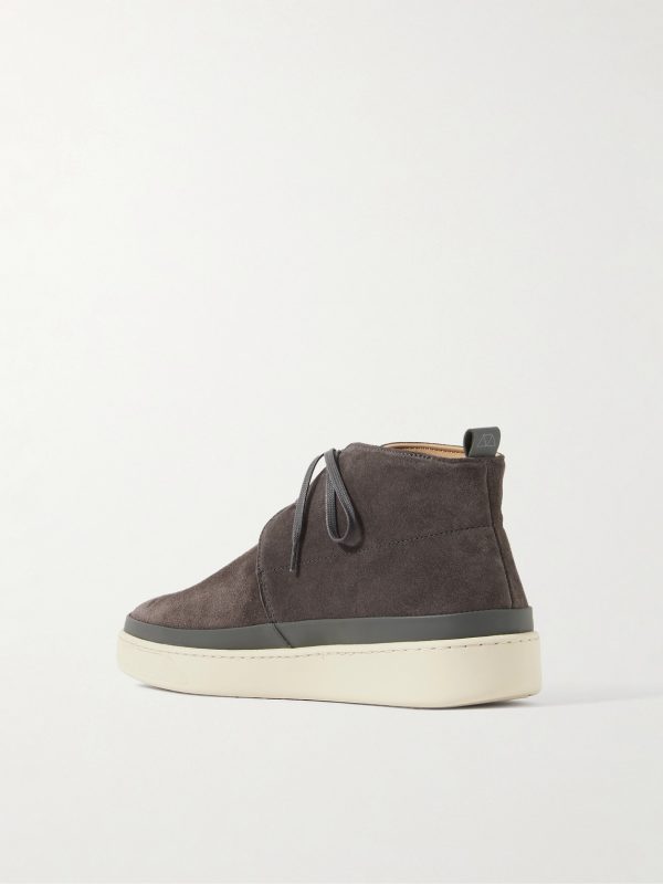 Leather-Trimmed Waxed-Suede Chukka Boots - BK Leather-Trimmed Waxed-Suede Chukka Boots - BK