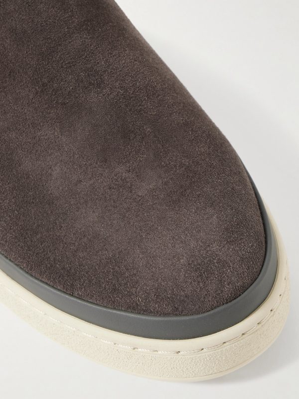 Leather-Trimmed Waxed-Suede Chukka Boots - CU Leather-Trimmed Waxed-Suede Chukka Boots - CU
