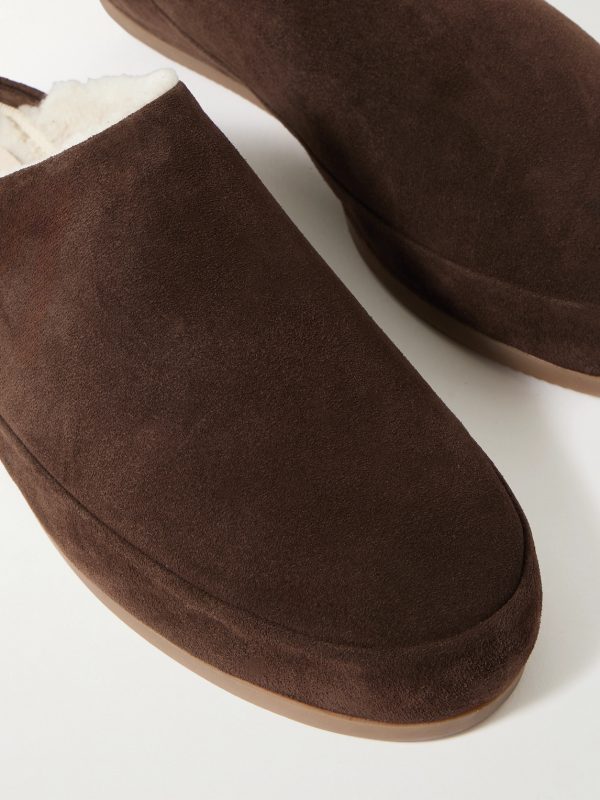 Shearling-Lined Suede Slippers - CU