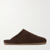 Shearling-Lined Suede Slippers