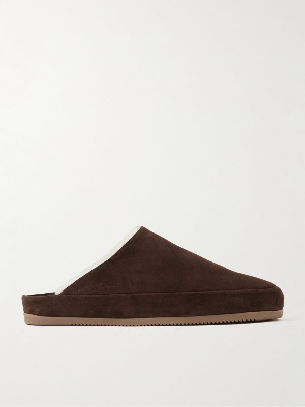 Shearling-Lined Suede Slippers