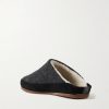 Suede-Trimmed Shearling-Lined Wool Slippers - BK