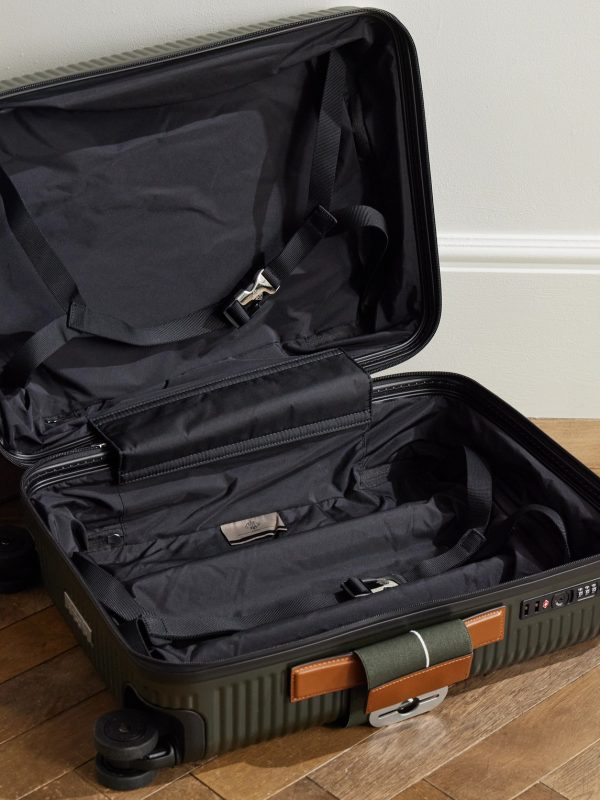 Bank Zip Deluxe M 55cm Leather-Trimmed Polycarbonate Spinner Carry-On Suitcase - E1