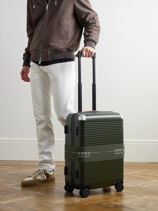 Bank Zip Deluxe M 55cm Leather-Trimmed Polycarbonate Spinner Carry-On Suitcase - OU
