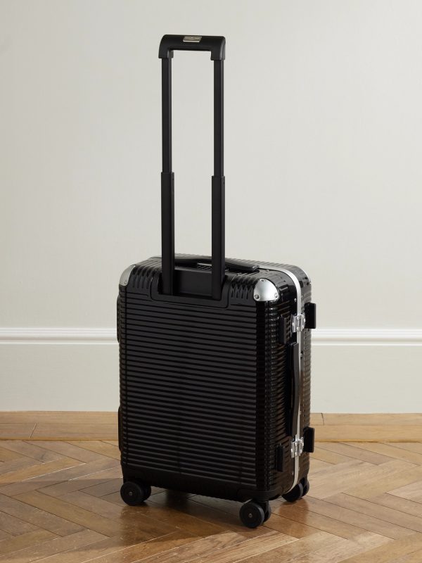 Bank Light 55cm Leather-Trimmed Polycarbonate Spinner Suitcase - BK Bank Light 55cm Leather-Trimmed Polycarbonate Spinner Suitcase - BK