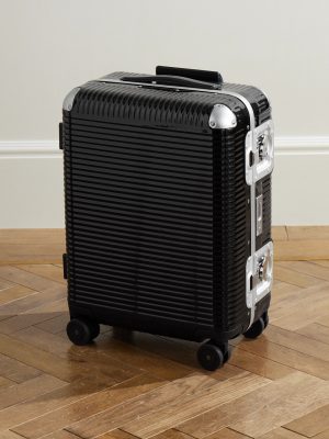 Bank Light 55cm Leather-Trimmed Polycarbonate Spinner Suitcase