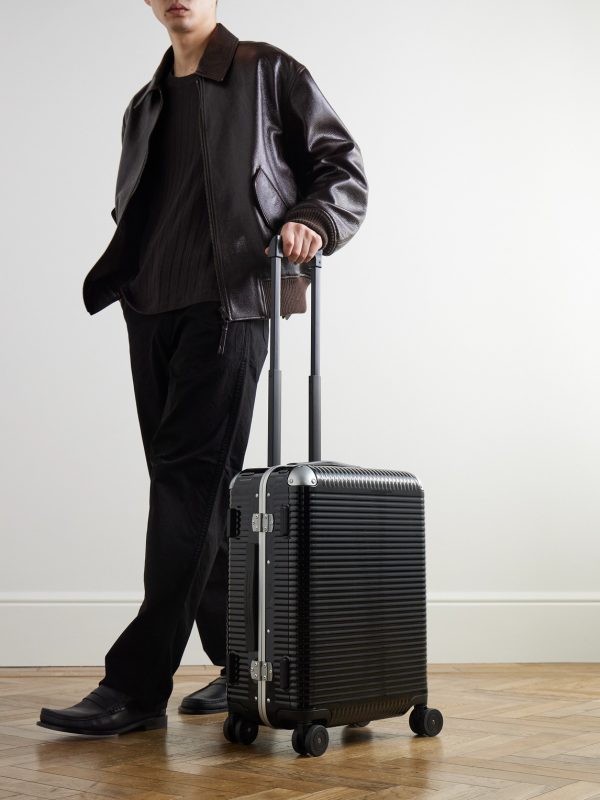 Bank Light 55cm Leather-Trimmed Polycarbonate Spinner Suitcase - OU Bank Light 55cm Leather-Trimmed Polycarbonate Spinner Suitcase - OU