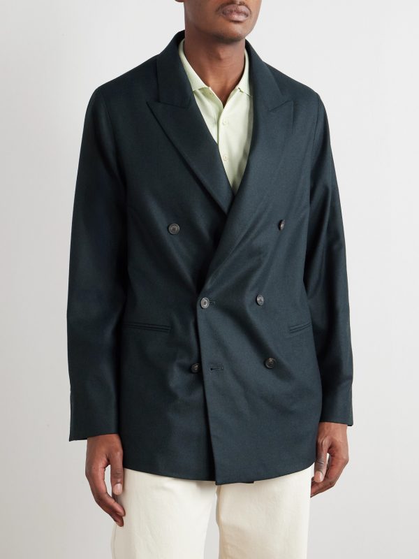 Alain Double-Breasted Virgin Wool-Blend Flannel Blazer - FR Alain Double-Breasted Virgin Wool-Blend Flannel Blazer - FR