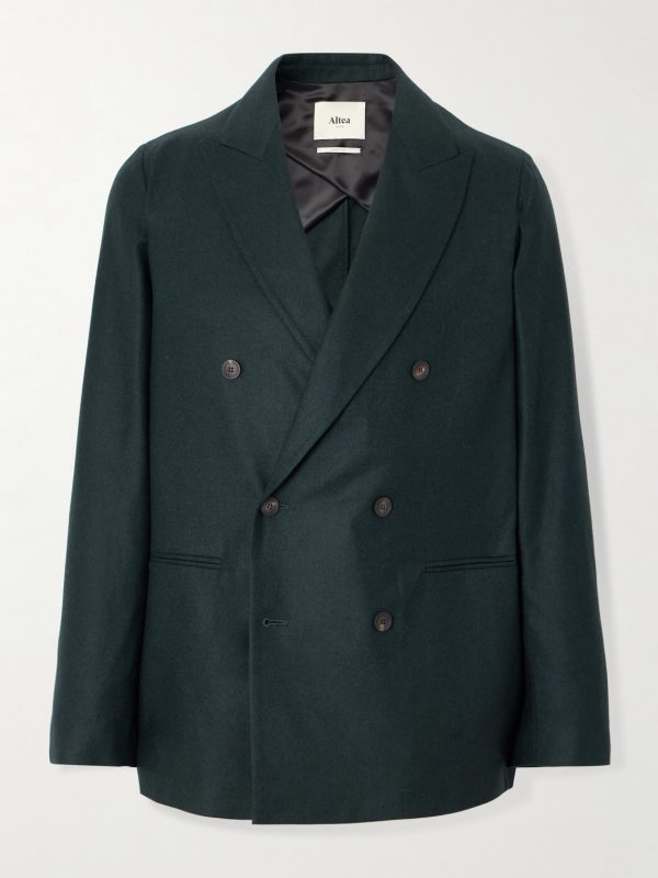 Alain Double-Breasted Virgin Wool-Blend Flannel Blazer Alain Double-Breasted Virgin Wool-Blend Flannel Blazer