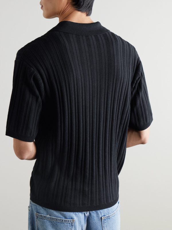 Striped Silk and Cotton-Blend Polo Shirt - BK