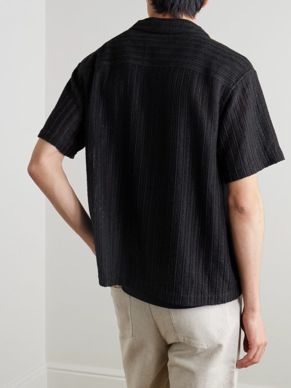 Striped Crocheted Shirt - BK Striped Crocheted Shirt - BK