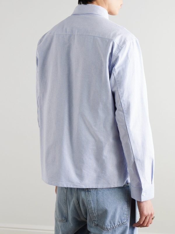 Button-Down Collar Striped Cotton Shirt - BK