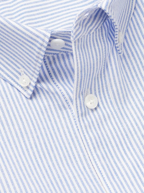 Button-Down Collar Striped Cotton Shirt - CU