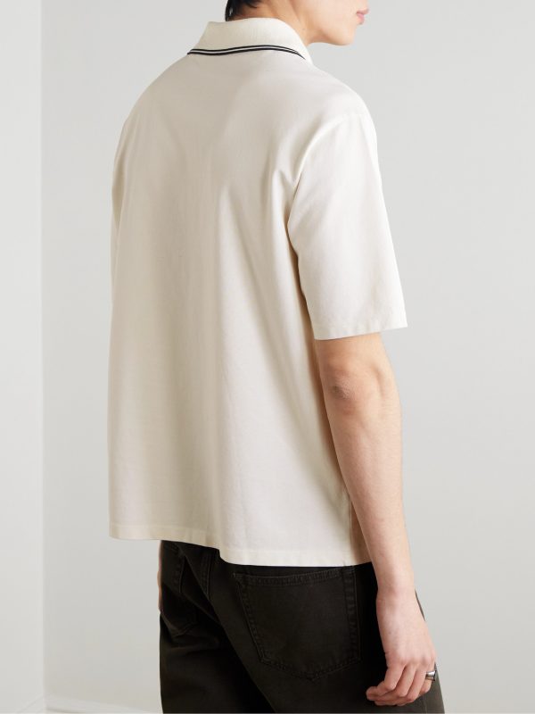 Striped Cotton-Piqué Polo Shirt - BK