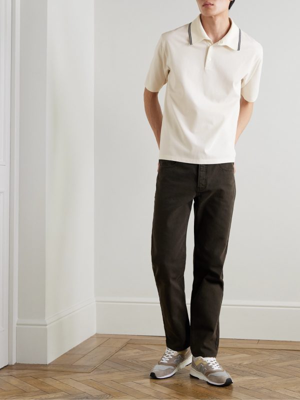 Striped Cotton-Piqué Polo Shirt - OU