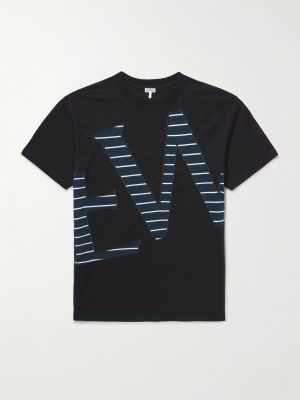 Logo-Appliquéd Striped Cotton-Jersey T-Shirt