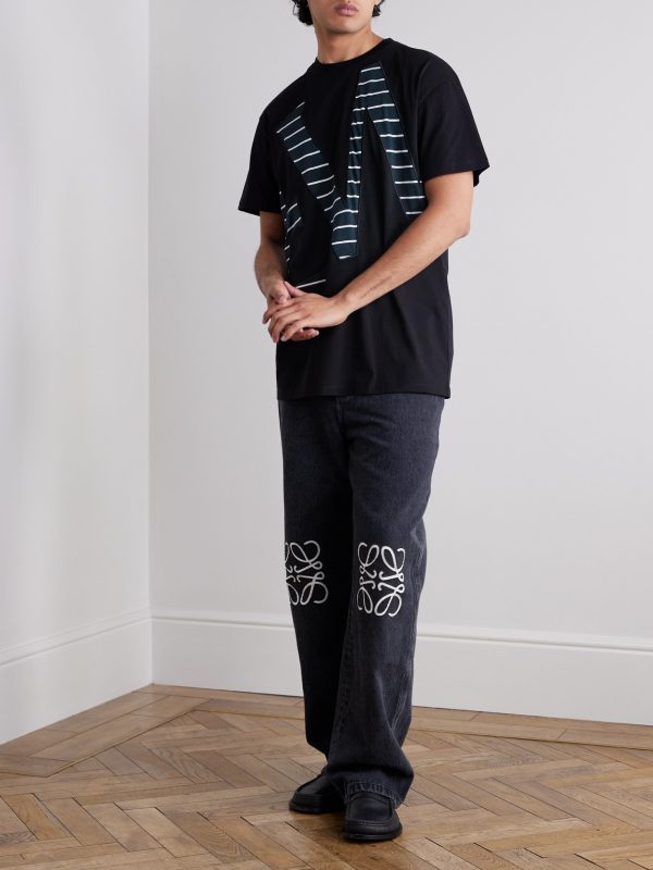 Logo-Appliquéd Striped Cotton-Jersey T-Shirt - OU Logo-Appliquéd Striped Cotton-Jersey T-Shirt - OU