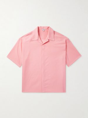 Oversized Camp-Collar Logo-Embroidered Wool Shirt Oversized Camp-Collar Logo-Embroidered Wool Shirt