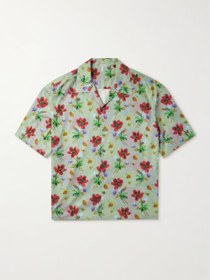 Camp-Collar Logo-Embroidered Floral-Print Cotton and Silk-Blend Twill Shirt Camp-Collar Logo-Embroidered Floral-Print Cotton and Silk-Blend Twill Shirt