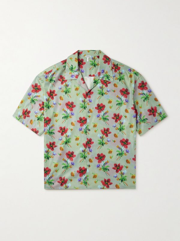 Camp-Collar Logo-Embroidered Floral-Print Cotton and Silk-Blend Twill Shirt Camp-Collar Logo-Embroidered Floral-Print Cotton and Silk-Blend Twill Shirt