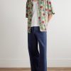 Camp-Collar Logo-Embroidered Floral-Print Cotton and Silk-Blend Twill Shirt - OU Camp-Collar Logo-Embroidered Floral-Print Cotton and Silk-Blend Twill Shirt - OU