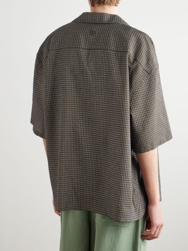 + Paula's Ibiza Convertible-Collar Checked Linen-Blend Shirt - BK