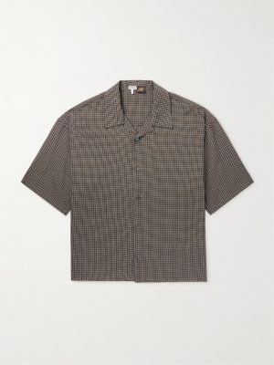 + Paula's Ibiza Convertible-Collar Checked Linen-Blend Shirt + Paula's Ibiza Convertible-Collar Checked Linen-Blend Shirt
