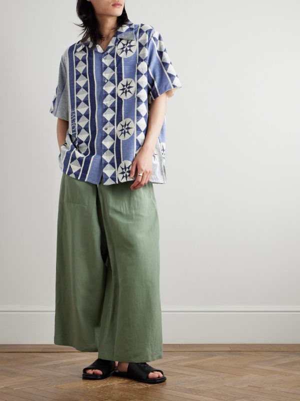 + Paula's Ibiza Camp-Collar Jacquard-Knit Cotton-Blend Terry Shirt - OU