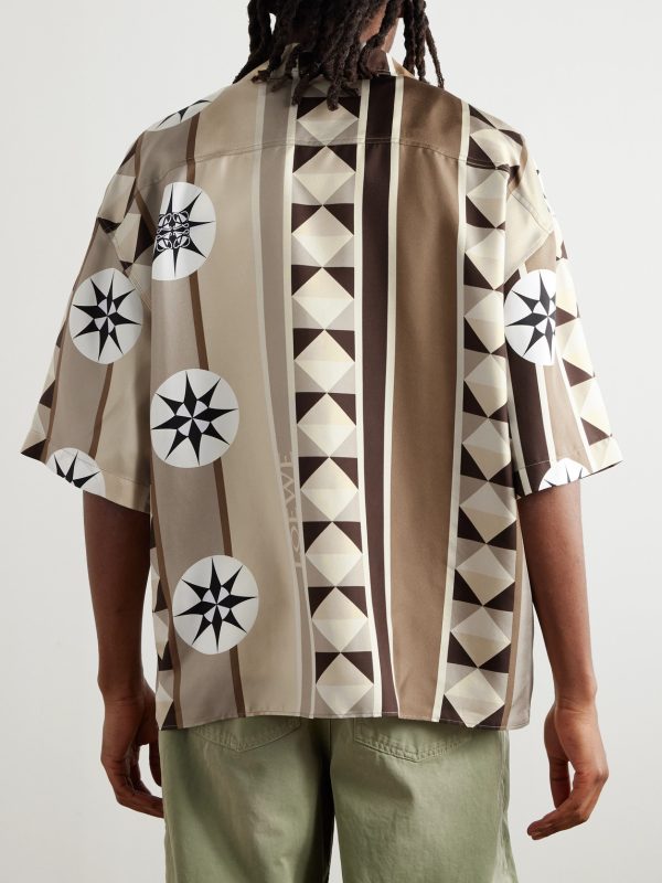 + Paula's Ibiza Oversized Camp-Collar Printed Silk-Twill Shirt - BK + Paula's Ibiza Oversized Camp-Collar Printed Silk-Twill Shirt - BK