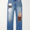 + Paula's Ibiza Straight-Leg Patchwork Distressed Jeans