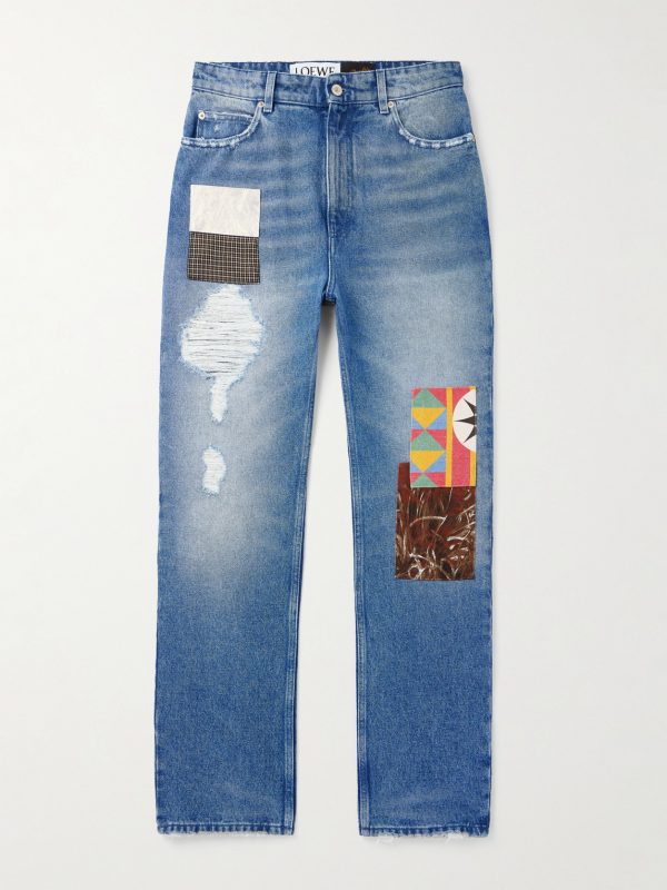 + Paula's Ibiza Straight-Leg Patchwork Distressed Jeans