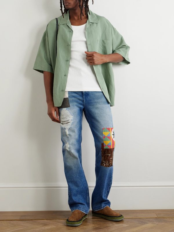 + Paula's Ibiza Straight-Leg Patchwork Distressed Jeans - OU