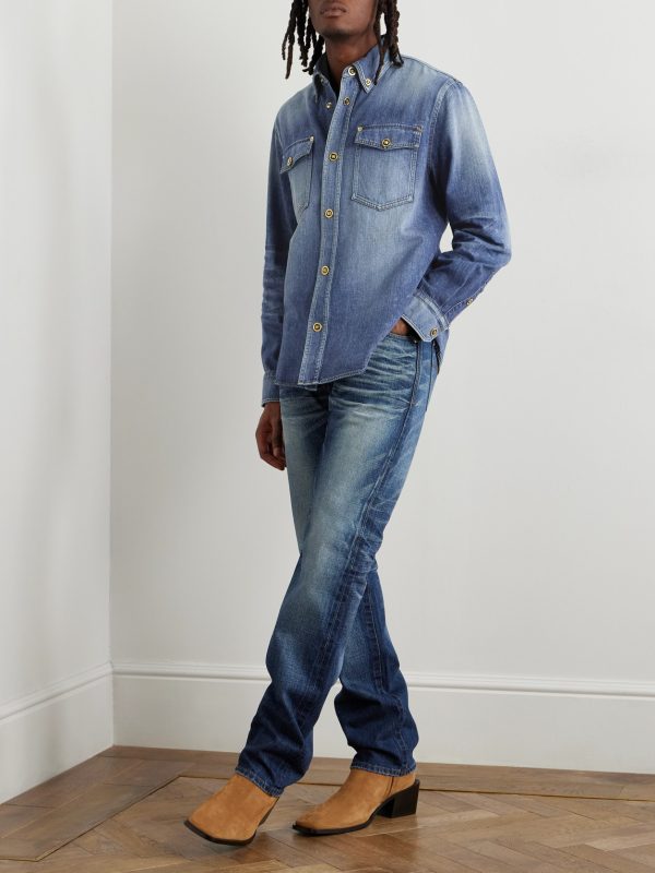 Button-Down Collar Denim Overshirt - OU Button-Down Collar Denim Overshirt - OU
