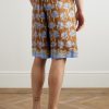 Straight-Leg Printed Silk-Twill Shorts - BK Straight-Leg Printed Silk-Twill Shorts - BK