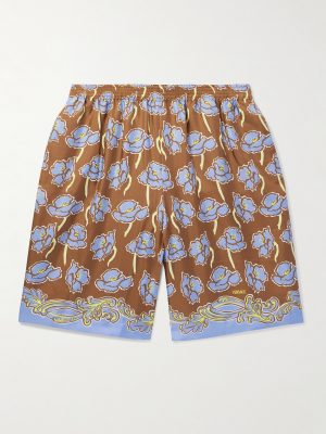 Straight-Leg Printed Silk-Twill Shorts Straight-Leg Printed Silk-Twill Shorts
