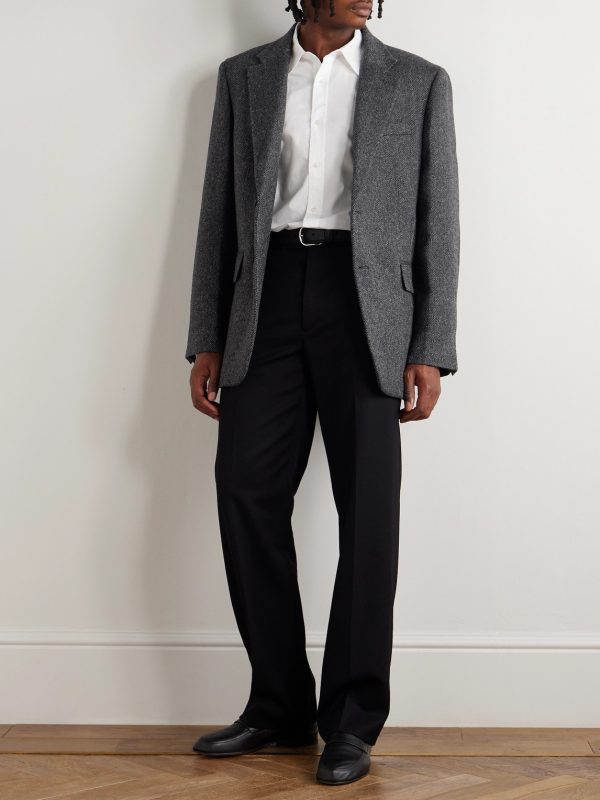 Roy Suede-Trimmed Herrinbone Wool Blazer - OU