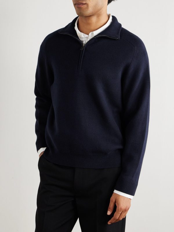Nathaniel Cotton and Cashmere-Blend Half-Zip Sweater - FR Nathaniel Cotton and Cashmere-Blend Half-Zip Sweater - FR