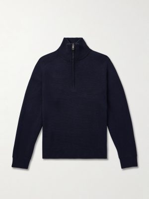 Nathaniel Cotton and Cashmere-Blend Half-Zip Sweater Nathaniel Cotton and Cashmere-Blend Half-Zip Sweater