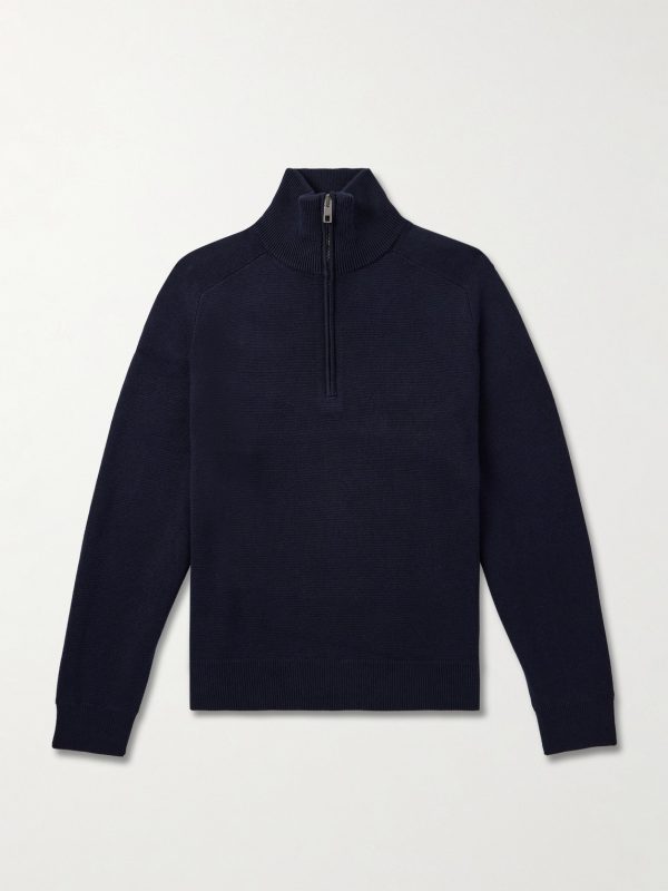 Nathaniel Cotton and Cashmere-Blend Half-Zip Sweater Nathaniel Cotton and Cashmere-Blend Half-Zip Sweater
