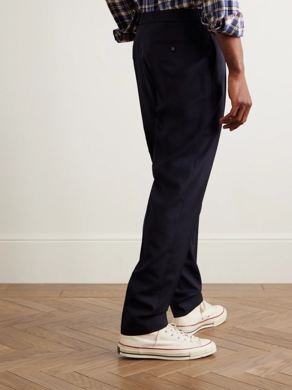 Drew Tapered Pleated Virgin Wool-Crepe Trousers - BK