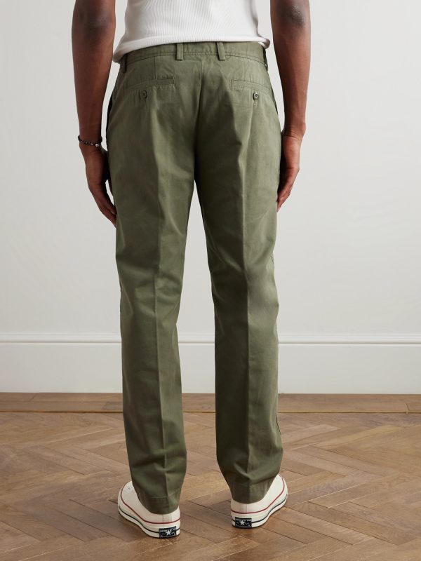 Straight-Leg Garment-Dyed Cotton-Twill Trousers - BK Straight-Leg Garment-Dyed Cotton-Twill Trousers - BK