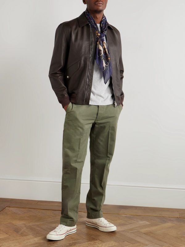 Straight-Leg Garment-Dyed Cotton-Twill Trousers - OU Straight-Leg Garment-Dyed Cotton-Twill Trousers - OU