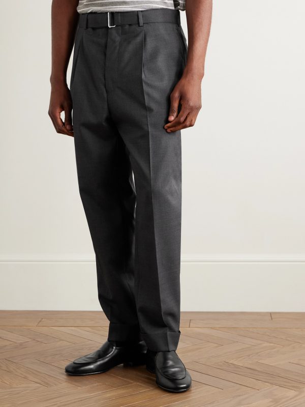 Hugo Tapered Belted Virgin Wool Suit Trousers - FR
