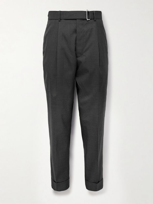 Hugo Tapered Belted Virgin Wool Suit Trousers