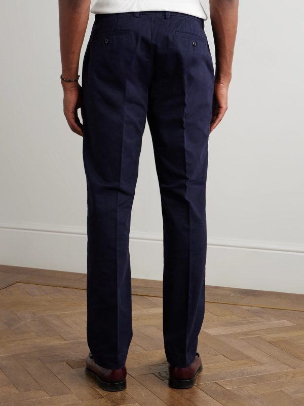 Straight-Leg Garment-Dyed Cotton-Twill Trousers - BK Straight-Leg Garment-Dyed Cotton-Twill Trousers - BK